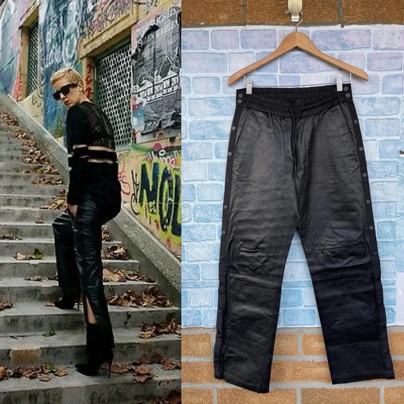 ALEXANDER WANG x H&M Genuine Leather Tearaway Jogger Pants size 6 - Picture 3 of 11